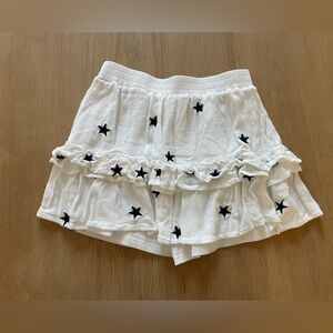 Rock N Rags White Tiered Skirt with Black Stars